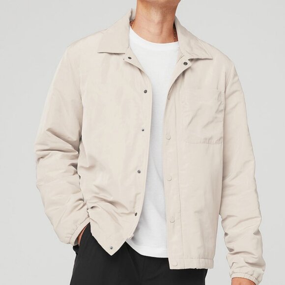 ALO Men's Long Sleeve Front Zip Closure Legend Jacket Size L In Bone - Picture 1 of 8